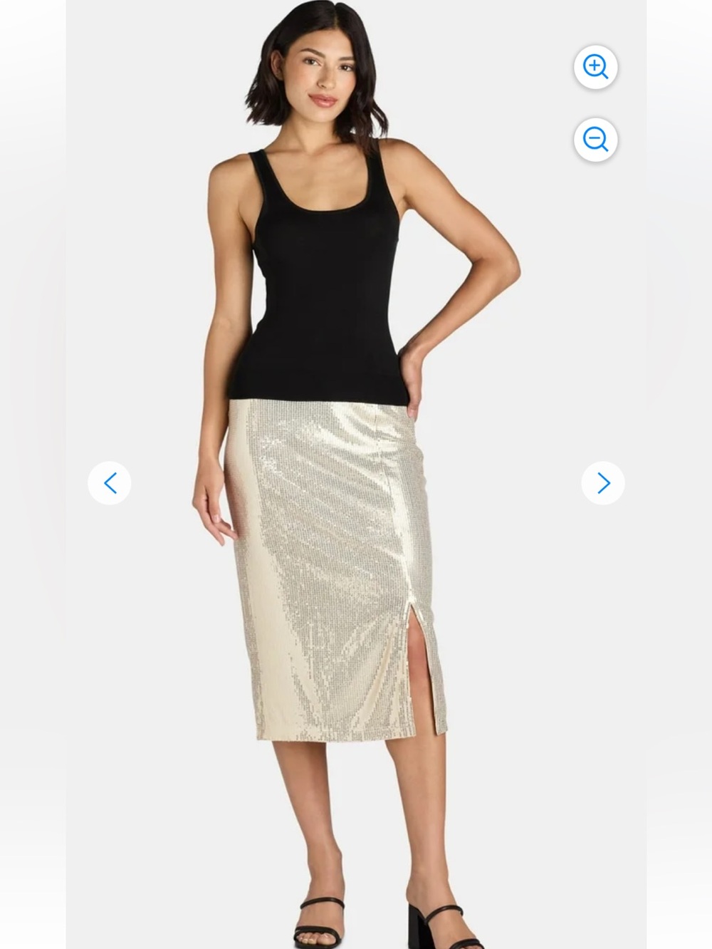 NWT XXL (20) Champagne Stone Time and Tru Women's Sequin Skirt with Side Slit
